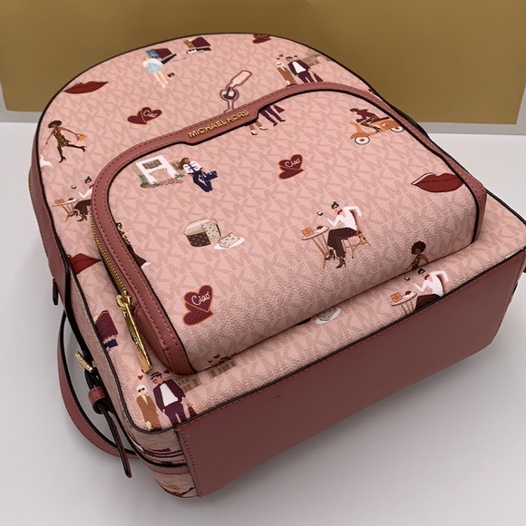 MICHAEL KORS JET SET GIRLS JAYCEE LARGE ZIP PACKED BACKPACK DARK POWDER BLUSH - Picture 3 of 16